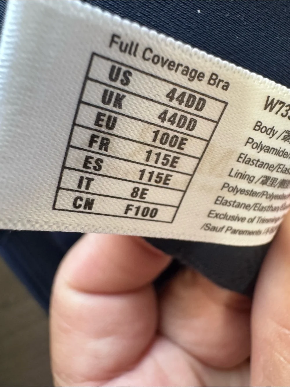 NWT Delimira Full Coverage Wirefree Bra 44DD Deep Ocean Blue W733